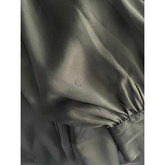 ♥️ FRAME Gillian Puff Sleeve Silk Shirt Surplus Green Long Sleeve Size M - Picture 14 of 14